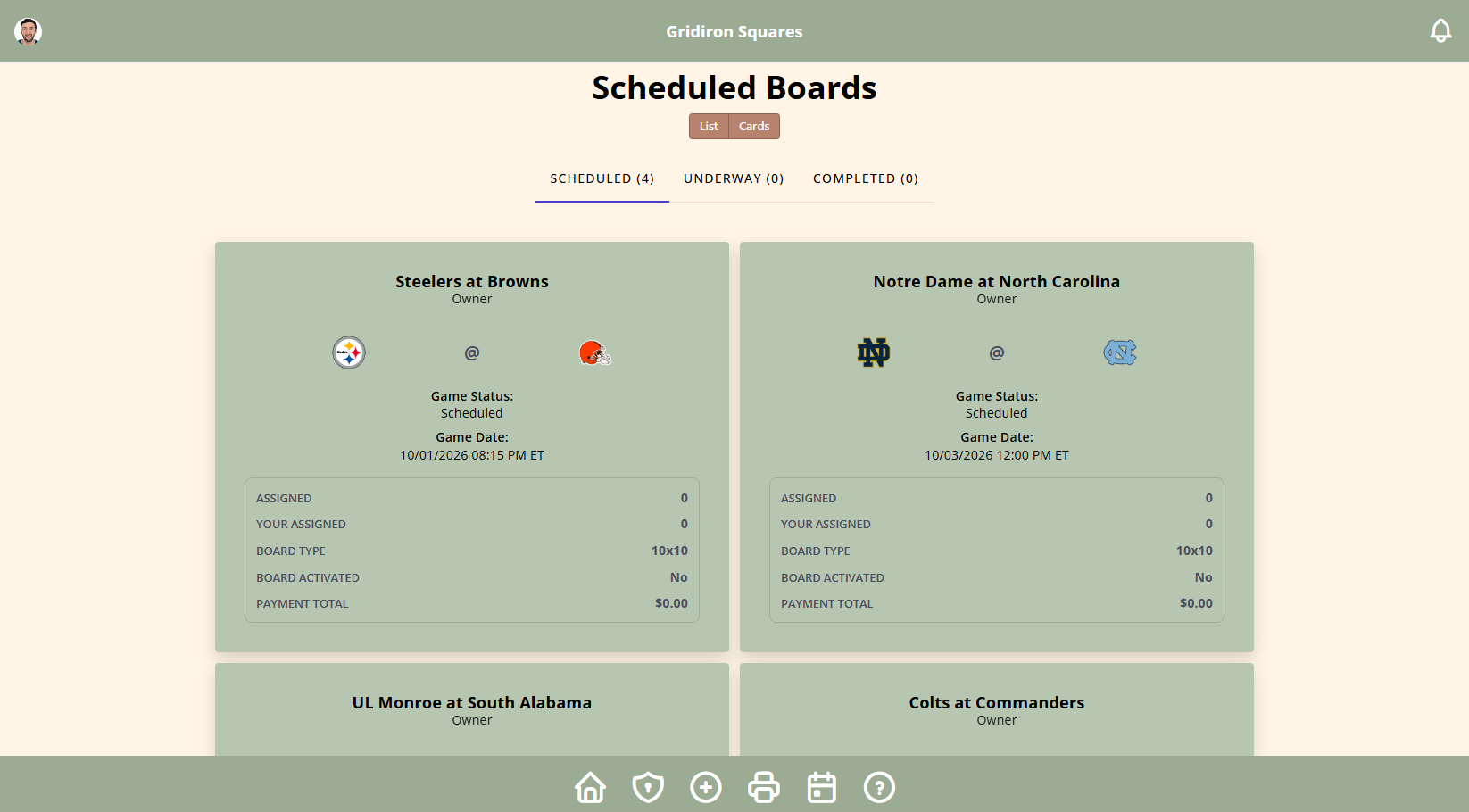 Admin dashboard